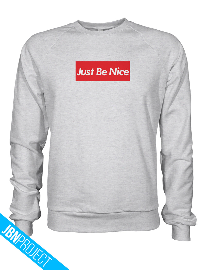 Just Be Nice White Marle Pullover Crew